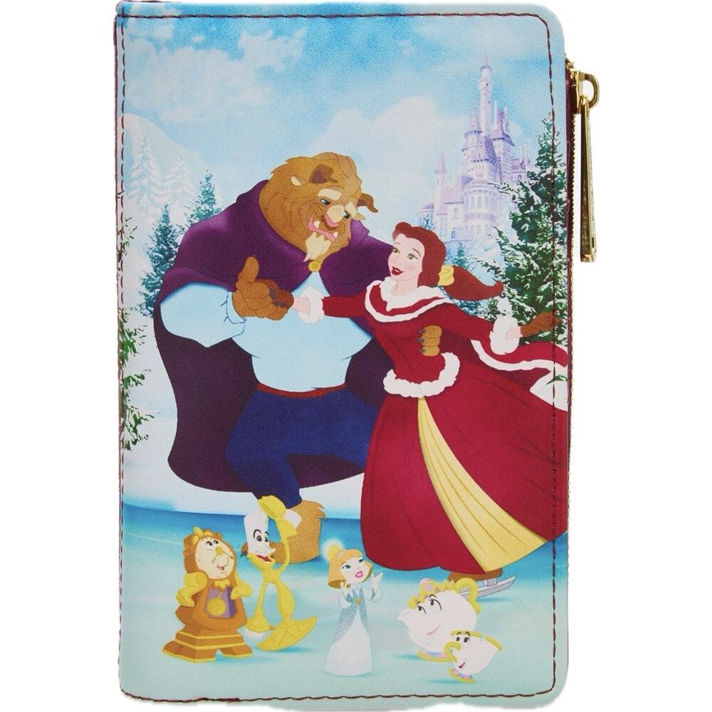 Loungefly Disney Beauty and the Beast Winter Ice Skating Zip Wallet NWT